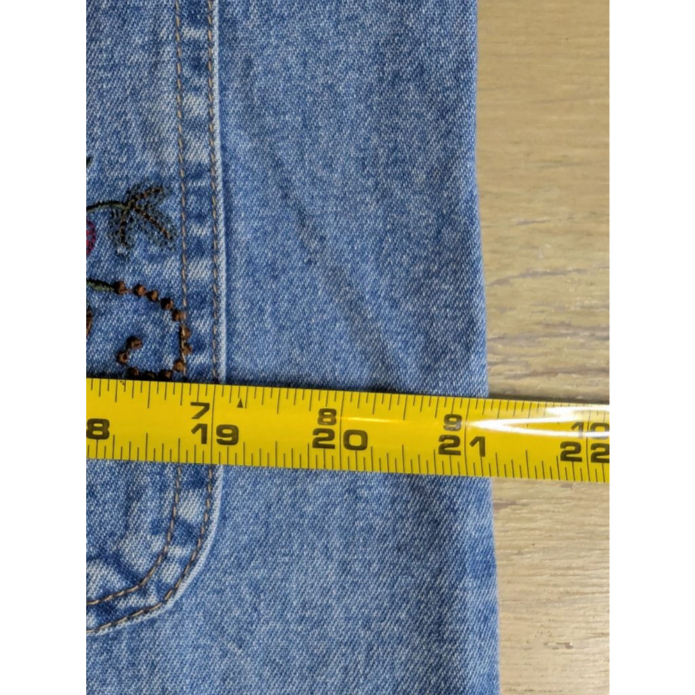 J..L. N.Y. Women's M Sport Blue Denim Maxi Dress Floral Embroidery Conservative - Picture 10 of 10